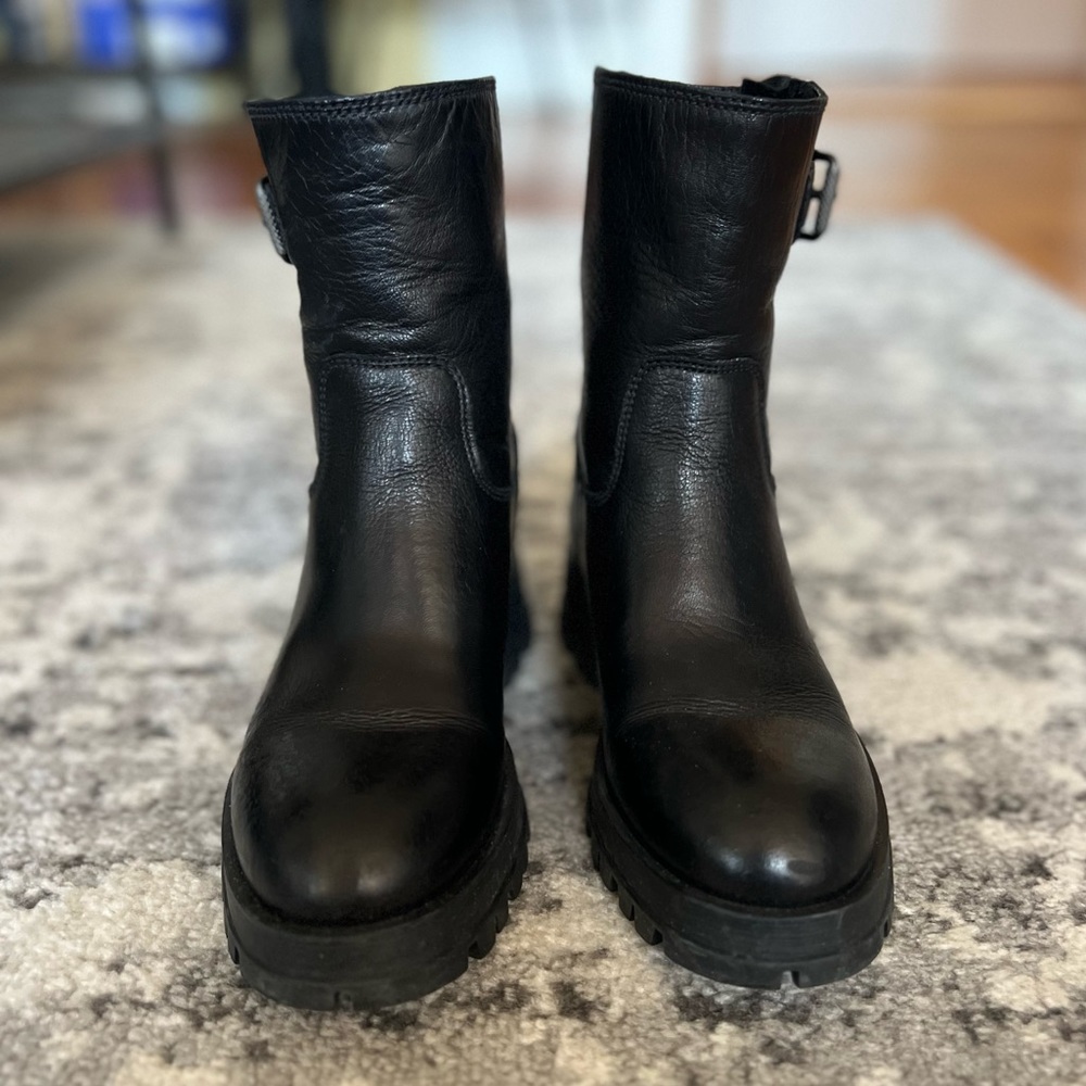 Prada Size 35.5 black leather biker boot - Picture 2 of 9
